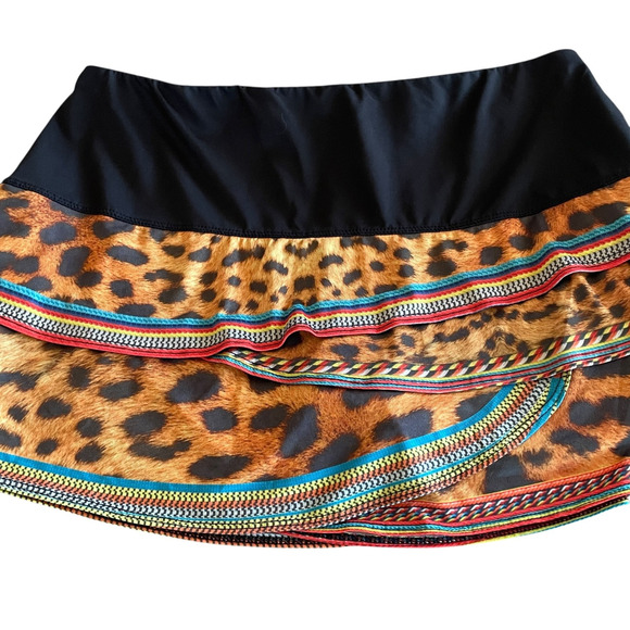 LUCKY IN LOVE Size XL (16) Leopard Print Pull-On Layered Elastic Waist Skort - Picture 2 of 6